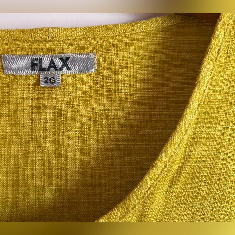 Flax Mustard Gold Heavy Linen Tunic Top 2x 3x 2G 3G - Picture 2 of 4
